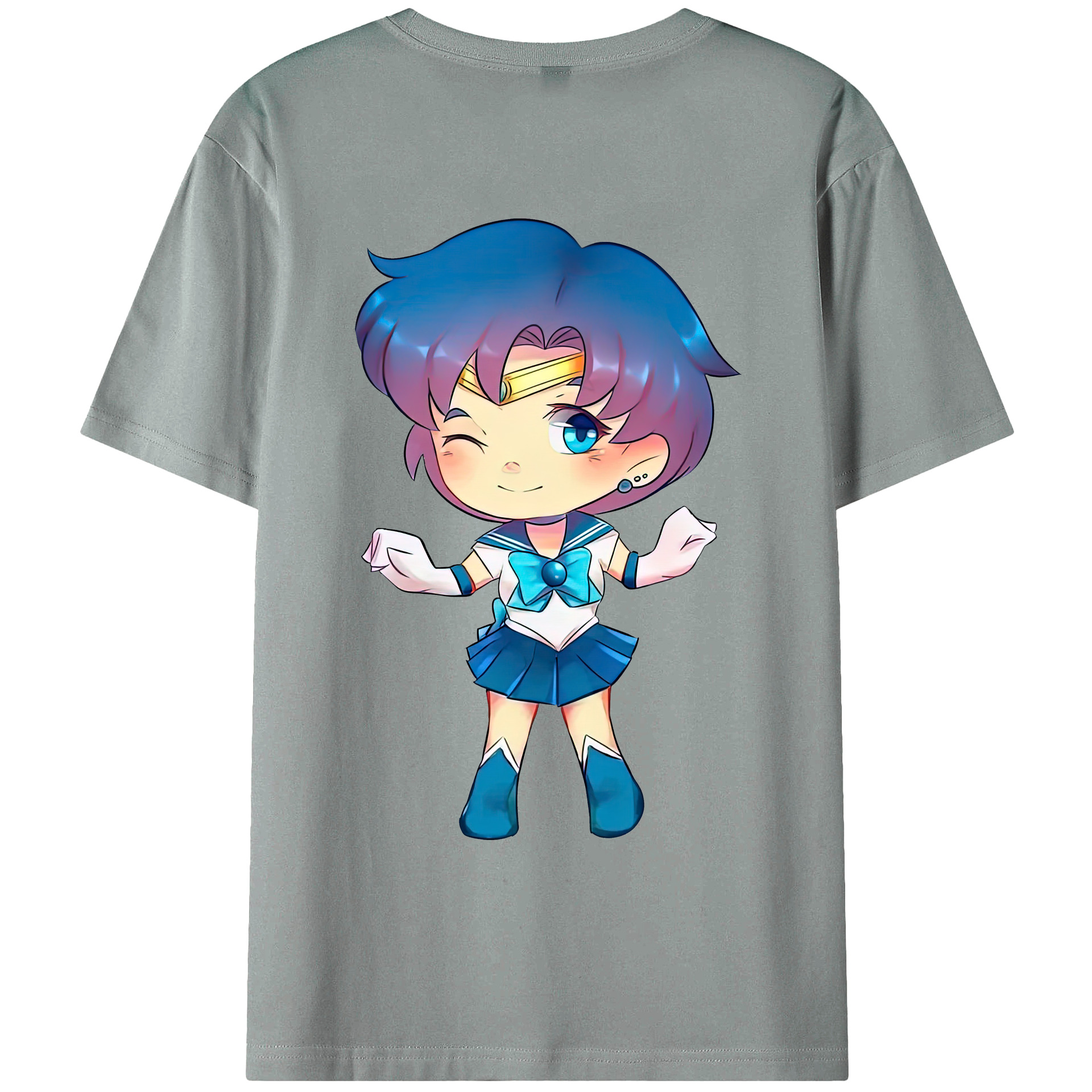 （画像用） 美少女戦士セーラームーン 水野 亜美 みずの あみ Sailor Moon Mizuno Ami 綿100％ メンズ半袖Tシャツ（バックプリント） 通気性